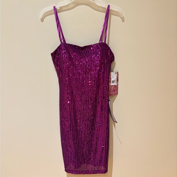 Emerald Sundae Fuchsia Sequin Dress - Picture 1 of 4